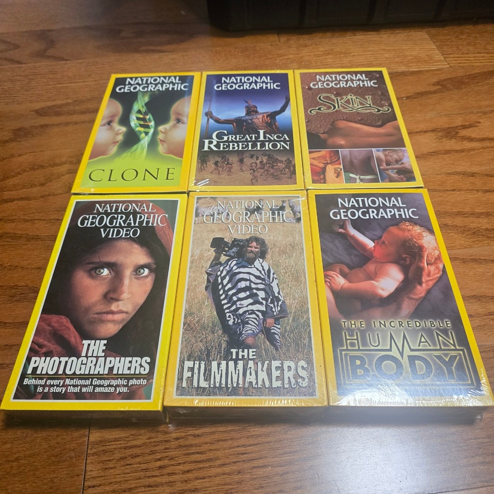 National Geographic VHS Tape Lot of 6 Factory‎ Sealed Clone Skin Inca Human Body